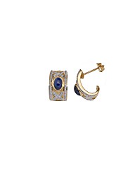 9ct Gold Sapphire&Diamond Curve Earring