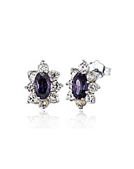 Purple White CZ Marquise Cluster Studs