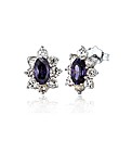 Purple White CZ Marquise Cluster Studs