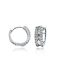 9ct White Gold 15mm CZ Huggy Earrings