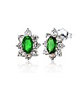Green and White CZ Marquise Cluster Stud