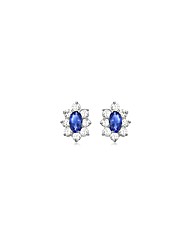Blue and White CZ Marquise Cluster Studs