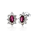 Red and White CZ Marquise Cluster Studs
