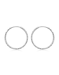 White Gold 27mm Diamond Cut Hoop Earring