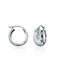 9ct White Gold 18mm Diamond Cut Creoles