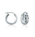 9ct White Gold 18mm Diamond Cut Creoles