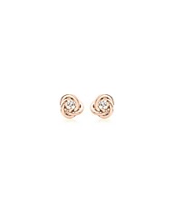9ct Red Gold 7mm Knot and CZ Studs