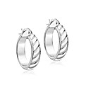 9ct White Gold Striped Creole Earring