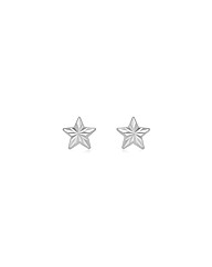 9ct White Gold Diamond Cut Star Studs