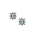 Aquamarine and Diamond Flower Studs