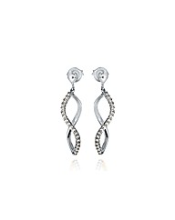 9ct White Gold CZ Figure 8 Drop Earrings