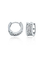 9ct White Gold 12mm Pave Set CZ Earrings