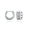 9ct White Gold 12mm Pave Set CZ Earrings