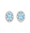 9CT WHITE GOLD DIAMOND & BLUE TOPAZ STUD