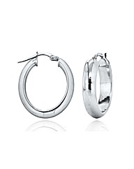 9ct White Gold Round Creole Earring