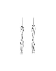 9ct White Gold Twist Drop Earrings