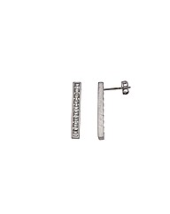 9ct White Gold CZ Bar Drop Earrings