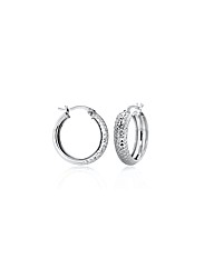 9ct White Gold 19mm Diamond Cut Creoles