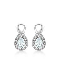 9ct White Gold Aquamarine Diamond Studs