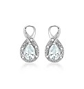 9ct White Gold Aquamarine Diamond Studs