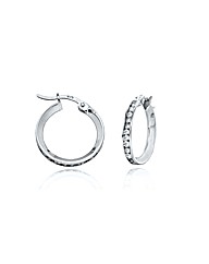 9ct White Gold 21mm CZ Creole Earrings