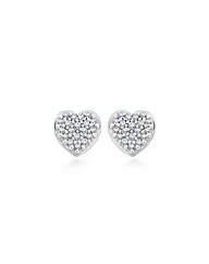 9CT WHITE GOLD DIAMOND HEART STUD