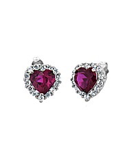 Red and White CZ Heart Cluster Studs