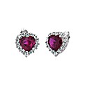 Red and White CZ Heart Cluster Studs