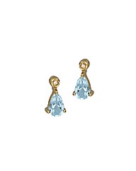 9ct Gold Aqua & Diamond Pear Drop