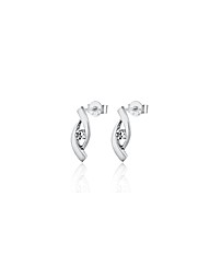 9ct White Gold CZ Crossover Studs