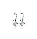 9ct White Gold Square CZ Drop Earrings