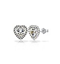 White Gold Heart CZ and Pave Set Studs
