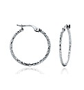 9ct White Gold Patterned Creole Earring