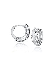 9ct White Gold 14mm CZ Huggy Earrings