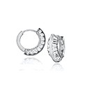 9ct White Gold 14mm CZ Huggy Earrings