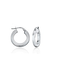 9ct White Gold Round Creole Earring