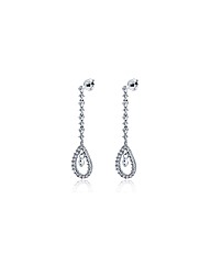 9ct White Gold CZ Drop Earrings