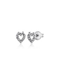 9ct White Gold CZ Heart Stud Earrings