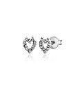 9ct White Gold CZ Heart Stud Earrings