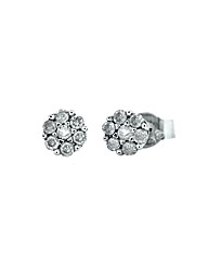 9ct White Gold Diamond Cluster Studs