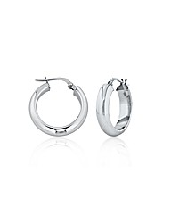 9ct White Gold Round Creole Earring