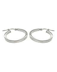 9ct White Gold Round Creole Earring