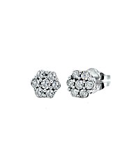 9ct White Gold Diamond Cluster Studs