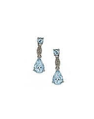 9ct White Gold Aquamarine Diamond Drops