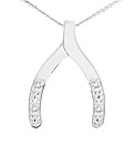 Silver Diamond Set Wishbone Pendant
