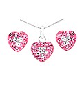 Silver Pink White Crystal Jewellery Set