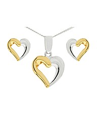 Silver Heart Pendant and Earring Set