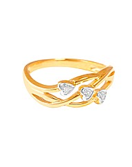 9ct Yellow Gold Triple Heart Ring