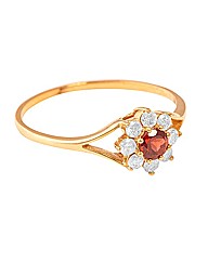 9ct Yellow Gold Diamond and Garnet Ring