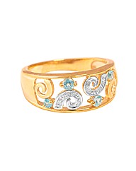 9ct YG Diamond and Blue Topaz Ring